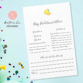 Lámina Juego Baby Shower Predictions & Advance Lemon