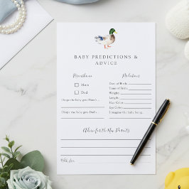 Lámina Juego Baby Shower Predictions & Advice Duck