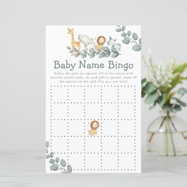 Lámina Juego Baby Shower Wild One Bingo (Anverso de pie)