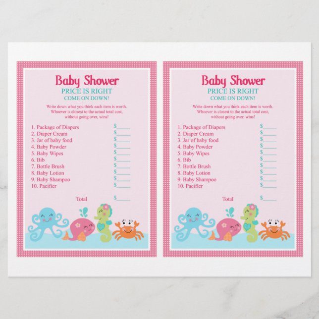 Lámina Juego "Bajo el Mar/Ballena Rosa" de "Price is Righ (Anverso)