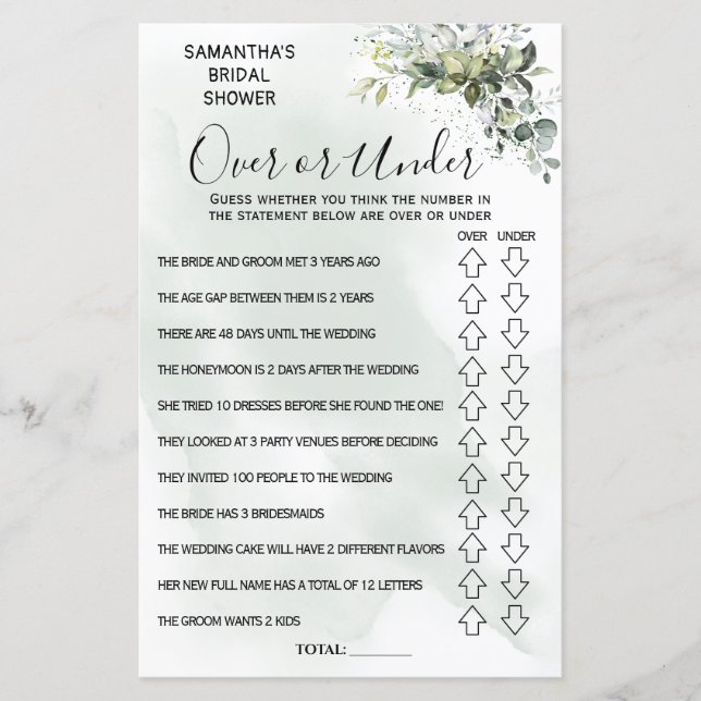 Lámina Juego bilingüe Eucalyptus Over or Under (Anverso)