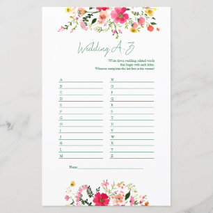 Lámina Juego boda A a Z Ducha Británica Floral Brillant