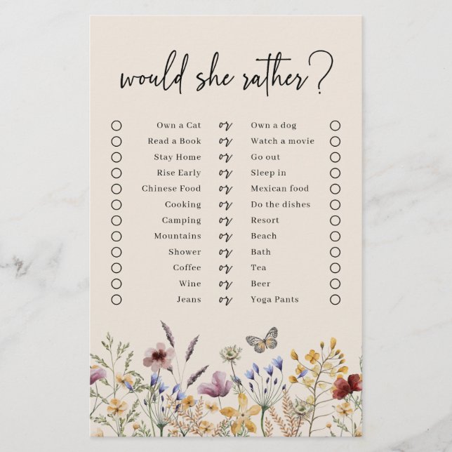 Lámina Juego Boho '¿Qué Preferiría Ella?' (Anverso)