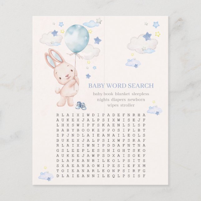 Lámina Juego Bunny Baby Shower Boy (Anverso)