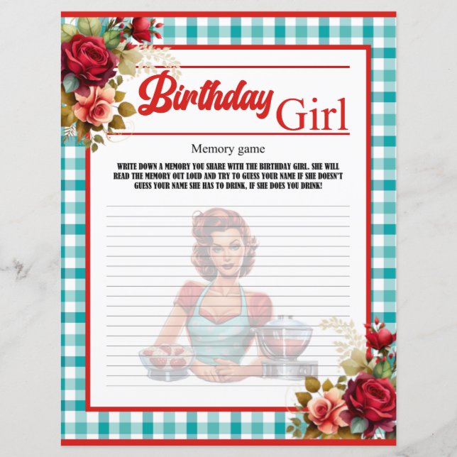 Lámina Juego clásico de memoria de cumpleaños azul (Anverso)