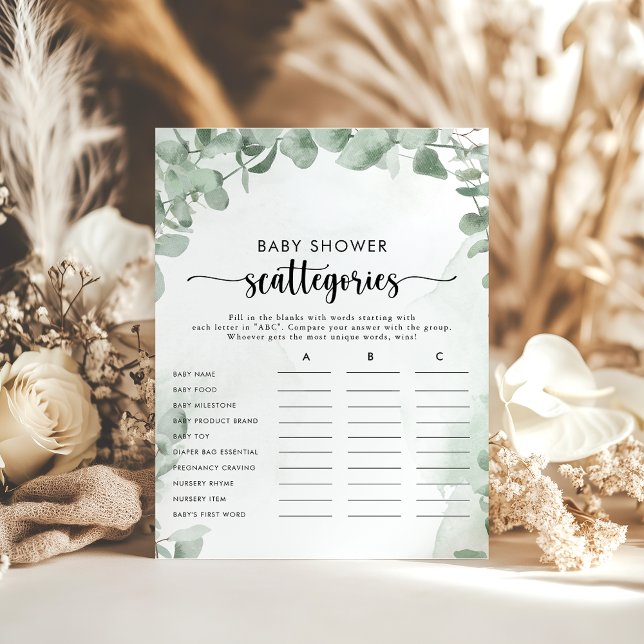 Lámina Juego clásico Eucalyptus Baby Shower Scattegories (Subido por el creador)