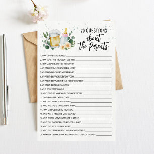 Lámina Juego de 20 preguntas sobre los padres Baby Is Bre