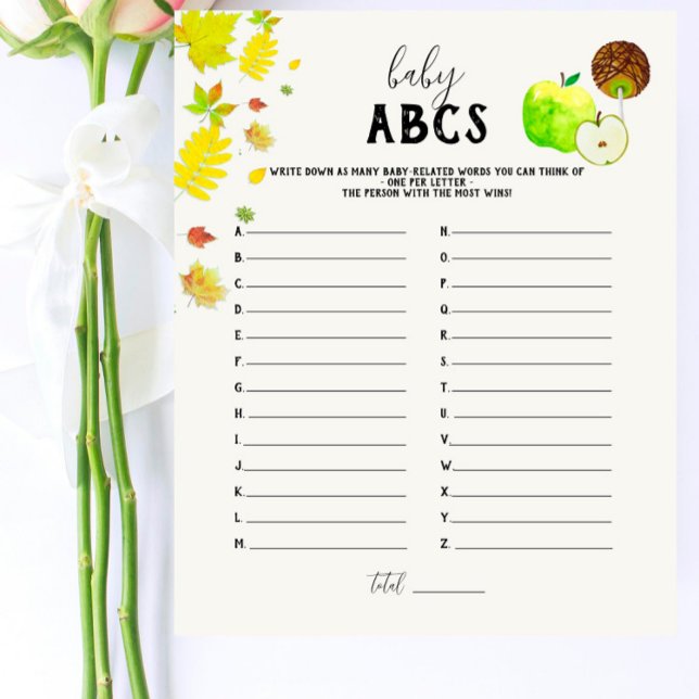 Lámina Juego de ABC del bebé Baby Shower verde de Apple (Subido por el creador)