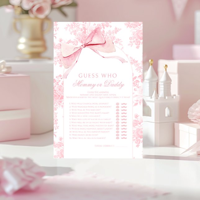 Lámina Juego de Adivagación de Baby Shower de Bow rosa pa (Subido por el creador)