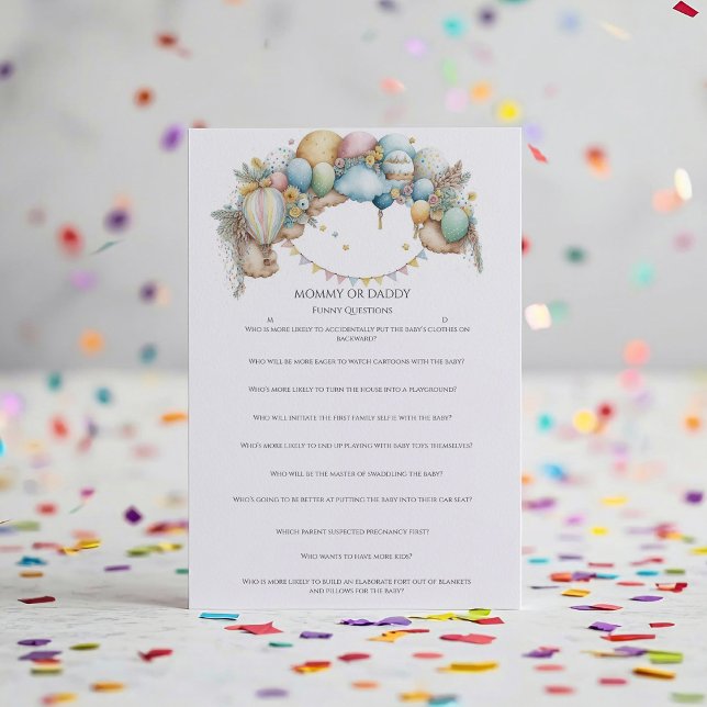 Lámina Juego de adivinación de Baby Shower con globo de a (Subido por el creador)