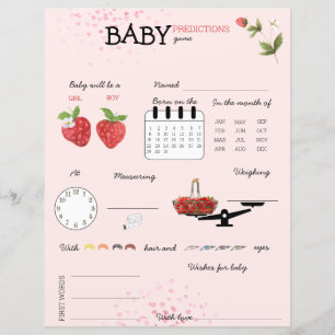 Lámina Juego de adivinación de Baby Shower de fresa dulce