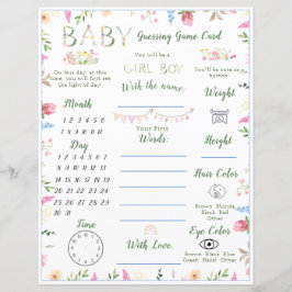 Lámina Juego de adivinación de Baby Shower floral ABC Alp