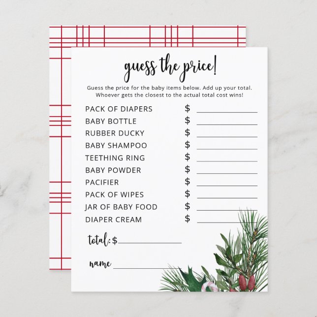 Lámina Juego de Adivinación de Precios Evergreen (Anverso / Reverso)