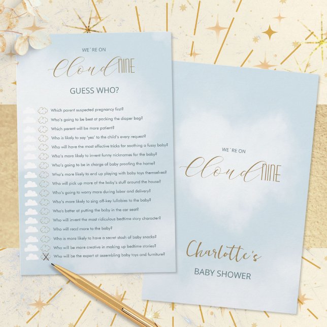 Lámina Juego de adivinanza de Cloud 9 Celestial Blue para (Cloud 9 Celestial Blue Baby Shower Guess Who Game ©Susanne Sachers - Sunny Mind 🌞)