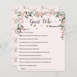 Lámina Juego de adivinanza de rosas rosadas elegantes con