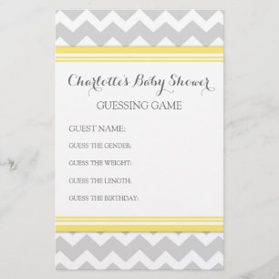 Lámina Juego de adivinanzas Baby Shower Gray Chevron