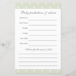 Lámina Juego de adivinanzas Baby Shower verde de sabio li