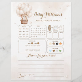 Lámina Juego de adivinanzas de Baby Shower con globo de o