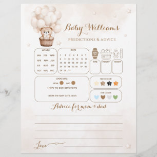 Lámina Juego de adivinanzas de Baby Shower con globo de o