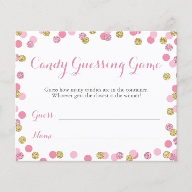 Lámina Juego de adivinanzas de candía de Baby Shower rosa (Anverso)