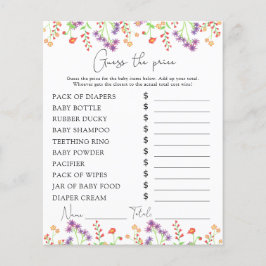 Lámina Juego de adivinanzas de precios de flores silvestr