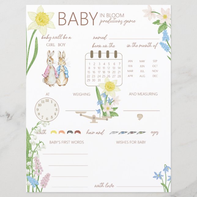 Lámina Juego de adivinanzas Peter the Rabbit Easter Sprin (Anverso)