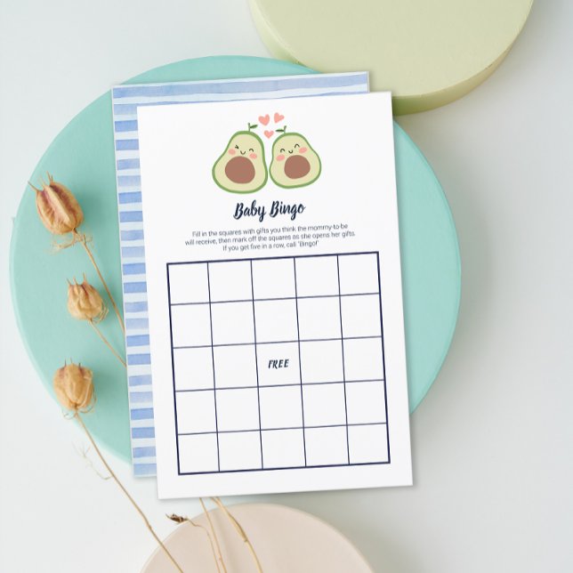 Lámina Juego de aguacate de Baby Shower neutro (Avocado Gender Neutral Baby Shower Bingo Game)