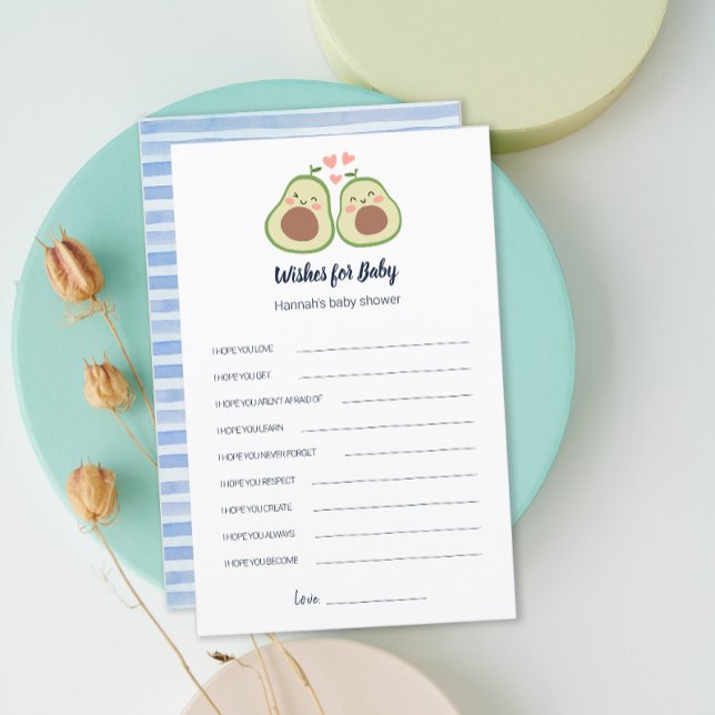 Lámina Juego de aguacates para el Baby Shower neutral de  (Avocado Gender Neutral Baby Shower Wishes Game)