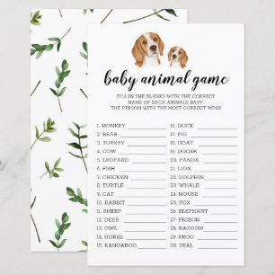 Lámina Juego de animales bebés tema acuarela Beagle