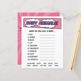 Lámina Juego de Animales de Baby Shower para el Cómico de