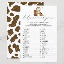 Lámina Juego de animales para bebés Rústico de vaquero pe