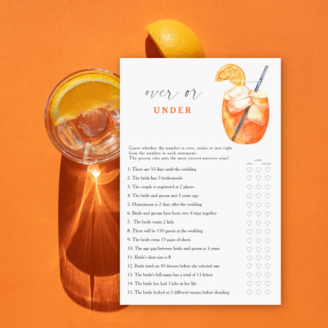 Lámina Juego de Aperol para despedida de soltera: ¿más o  (Subido por el creador)