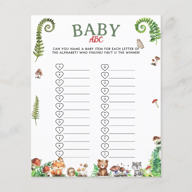 Lámina juego de artículos para bebés de Baby ABC (Anverso)