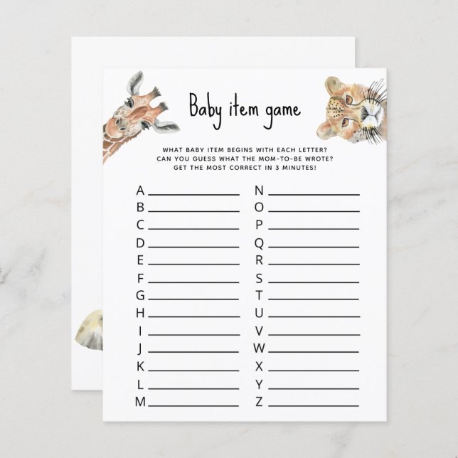 Lámina Juego de artículos para el bebé - Capucha de bebé  (Anverso / Reverso)