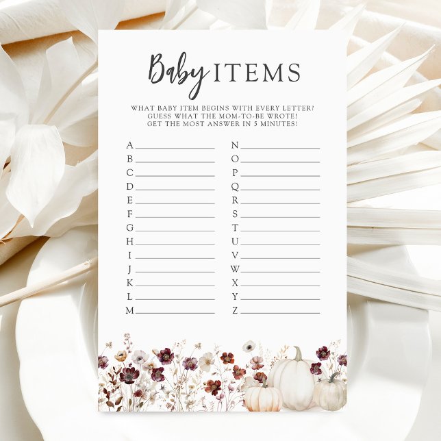 Lámina Juego de Baby para Fall Wildflower Baby Shower (Subido por el creador)