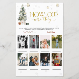 Lámina Juego de Baby Shower 'Árbol de Navidad ¿Cuántos Añ