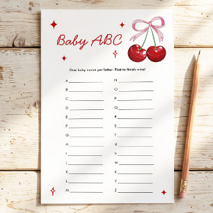 Lámina Juego de Baby Shower Baby ABC Nombre Cereza en la 