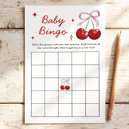 Lámina Juego de Baby Shower Baby Bingo Cereza en la Parte