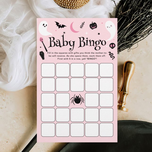 Lámina Juego de Baby Shower Baby Bingo Pink Halloween (Subido por el creador)
