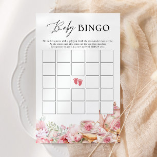 Lámina Juego de Baby Shower Baby Bingo Rubor Pink Floral 
