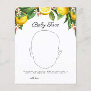 Lámina Juego de Baby Shower Baby Face Lemon Citrus