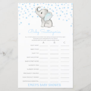 Lámina Juego de Baby Shower Baby Scattergories IMPRESIONA