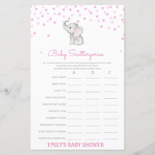 Lámina Juego de Baby Shower Baby Scattergories IMPRESIONA