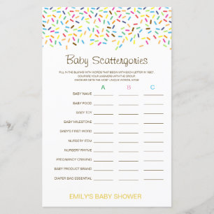 Lámina Juego de Baby Shower Baby Scattergories IMPRESIONA