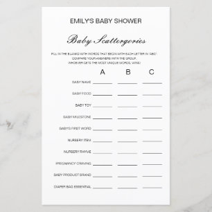 Lámina Juego de Baby Shower Baby Scattergories IMPRESIONA