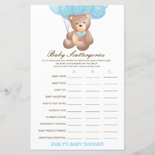 Lámina Juego de Baby Shower Baby Scattergories IMPRESIONA