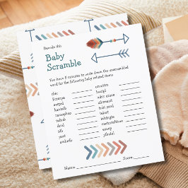 Lámina Juego de Baby Shower Baby Scramble Boho Arrows