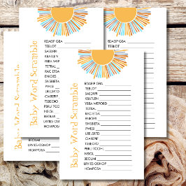 Lámina Juego de Baby Shower Baby Word Scramble Retro Boho