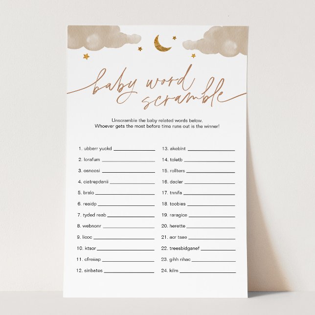 Lámina Juego de Baby Shower Baby Word Scramble Twinkle St (Subido por el creador)