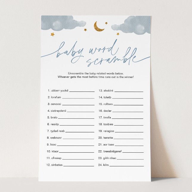 Lámina Juego de Baby Shower Baby Word Scramble Twinkle St (Subido por el creador)
